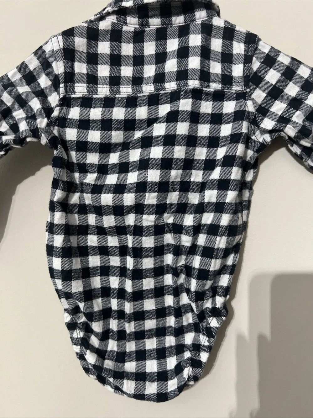 Carter's Navy White Plaid Collared Button Down Shirt Bodysuit Boy 6M